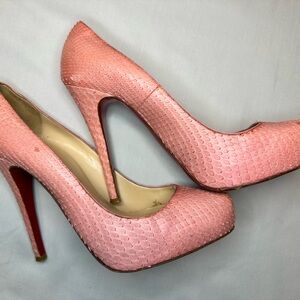 Christian Louboutin Pink Rolando genuine python Heels
